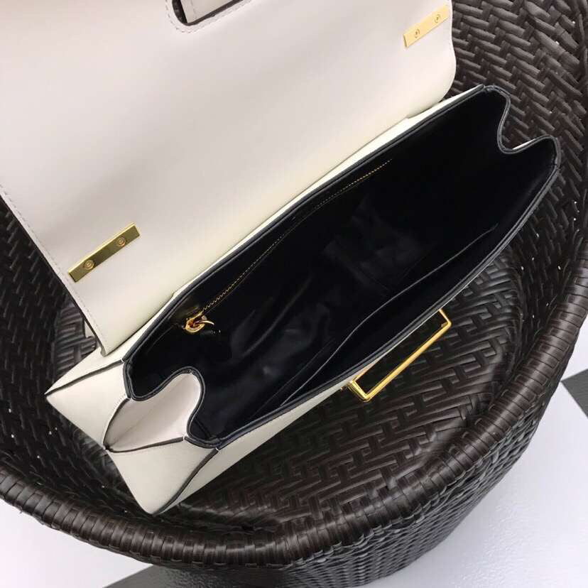 Prada White Large Sidonie Saffiano Leather Bag