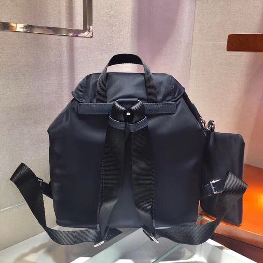 Prada Navy Blue Nylon Backpack With Clutch