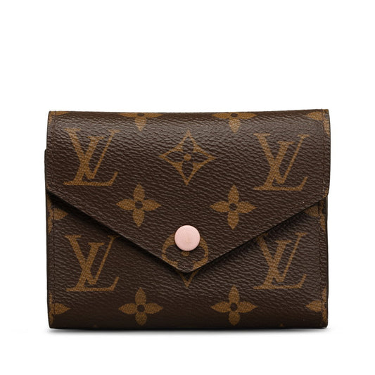 Louis Vuitton Monogram M62360 Three Folded Wallet PVC/Leather Rose Valerie Brown Ladies Parisian