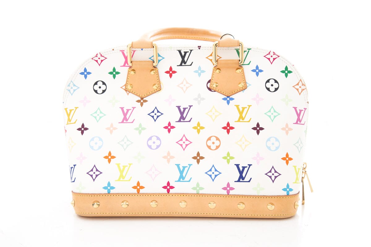 Louis Vuitton White Multicolor Logo Alma Handbag