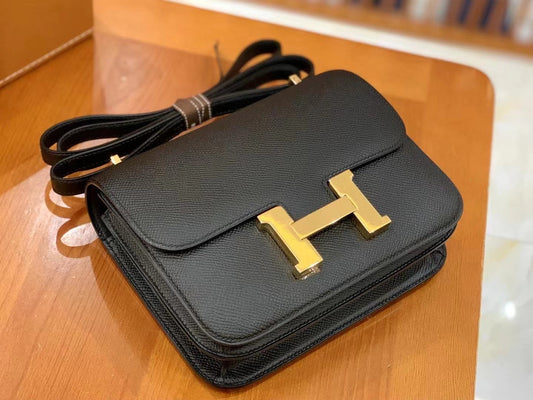 HM Constance 23 Epsom Black For Women, Handbags, Shoulder Bags 9in/23cm