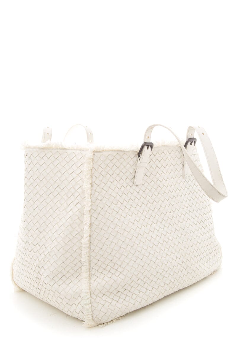 Bottega Veneta Large Fringe Off White Woven Tote