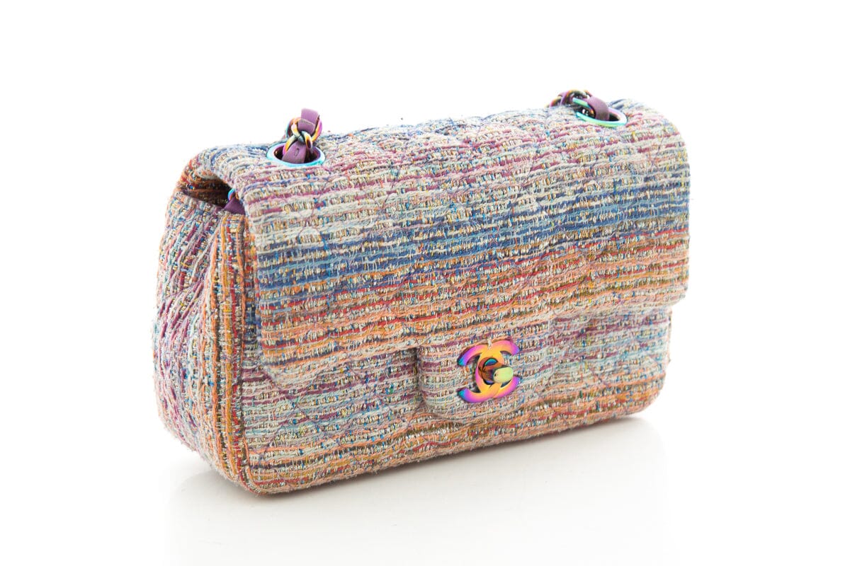 Chanel 2106/2017 Rainbow Tweed Quilted Single Flap Handbag