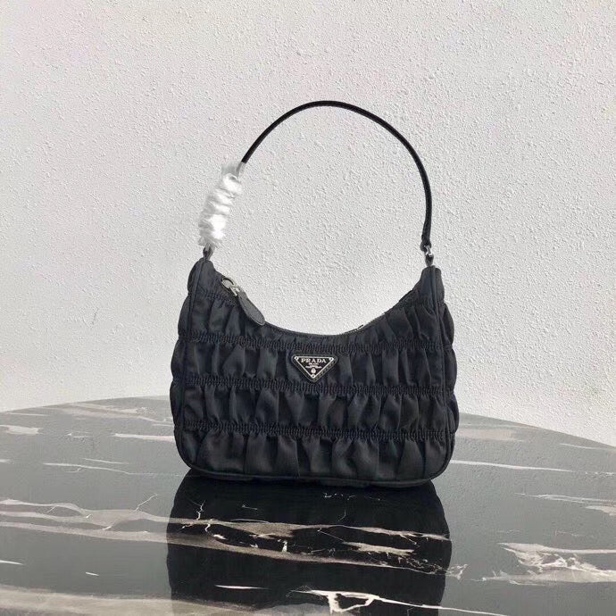 Prada Hobo Mini Bag In Black Nylon