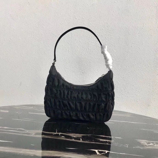 Prada Hobo Mini Bag In Black Nylon