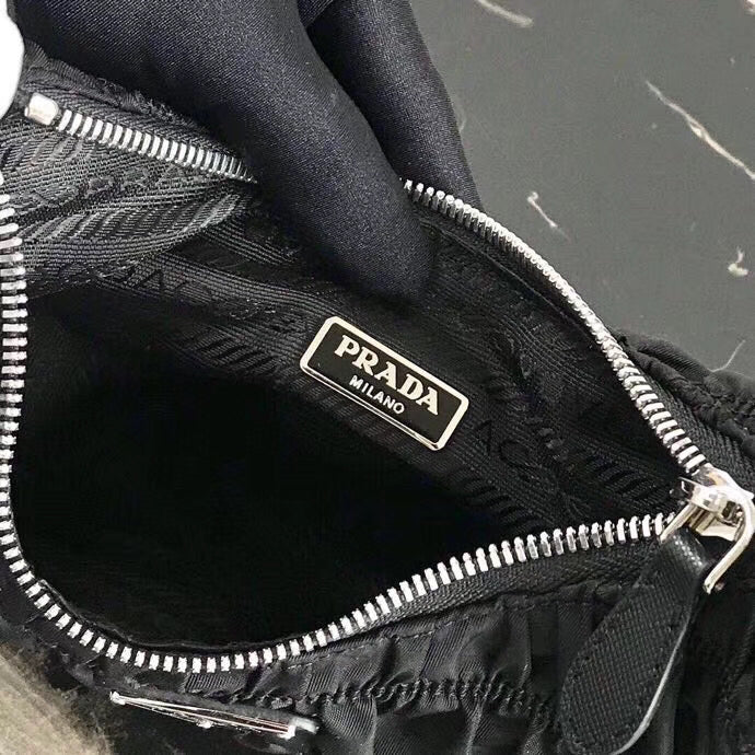 Prada Hobo Mini Bag In Black Nylon