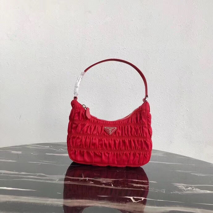 Prada Hobo Mini Bag In Red Nylon