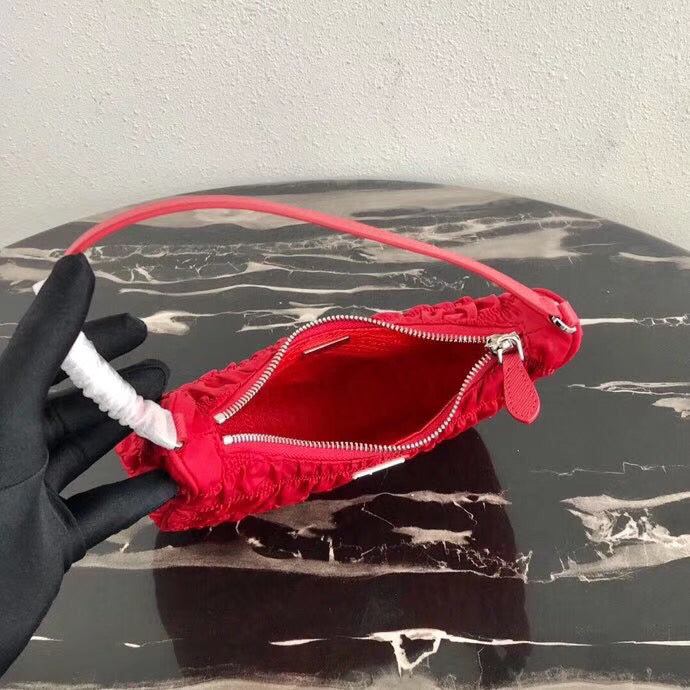 Prada Hobo Mini Bag In Red Nylon