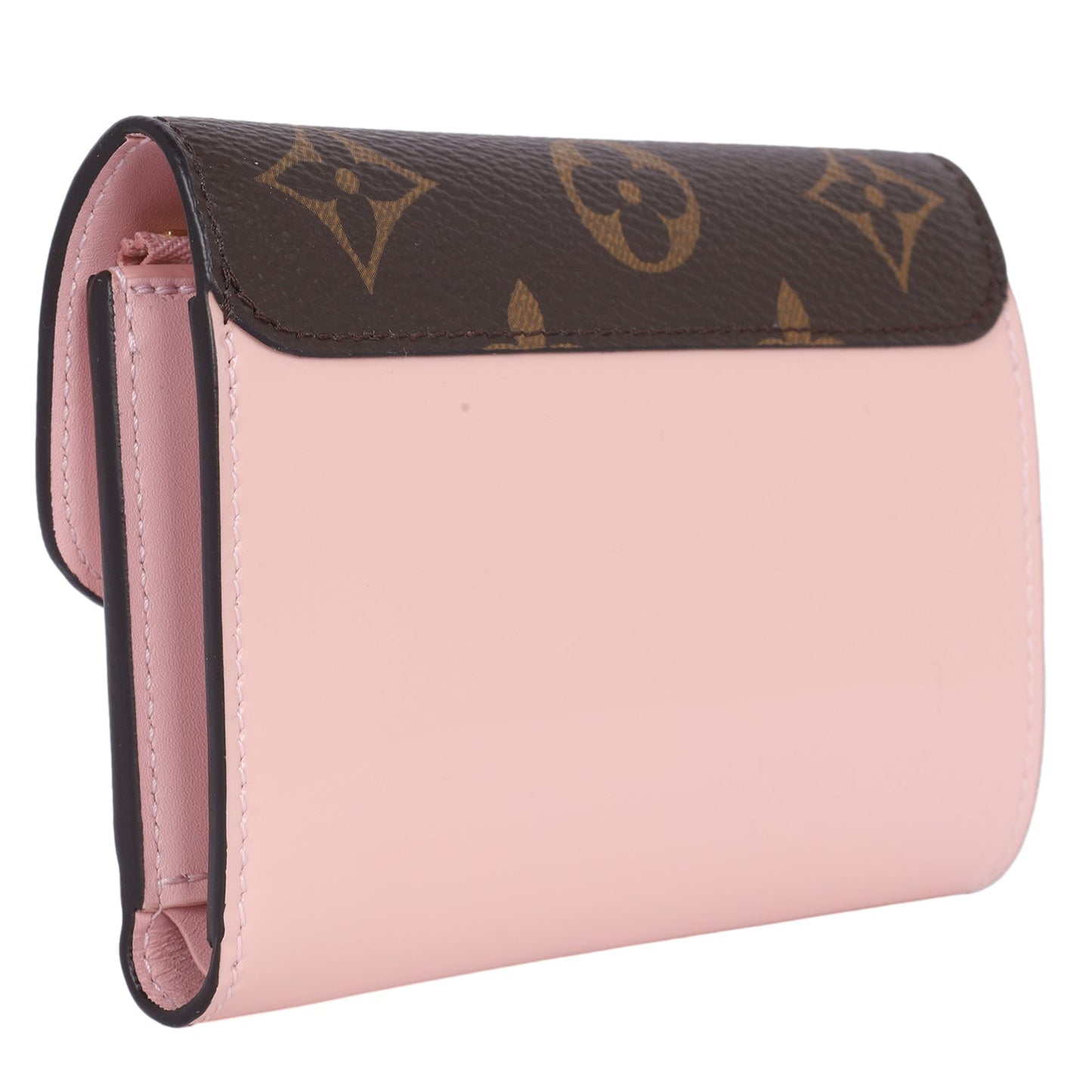 Patent Calfskin Monogram Cherrywood Compact Wallet Rose Ballerine(Authentic Pre-Owned)