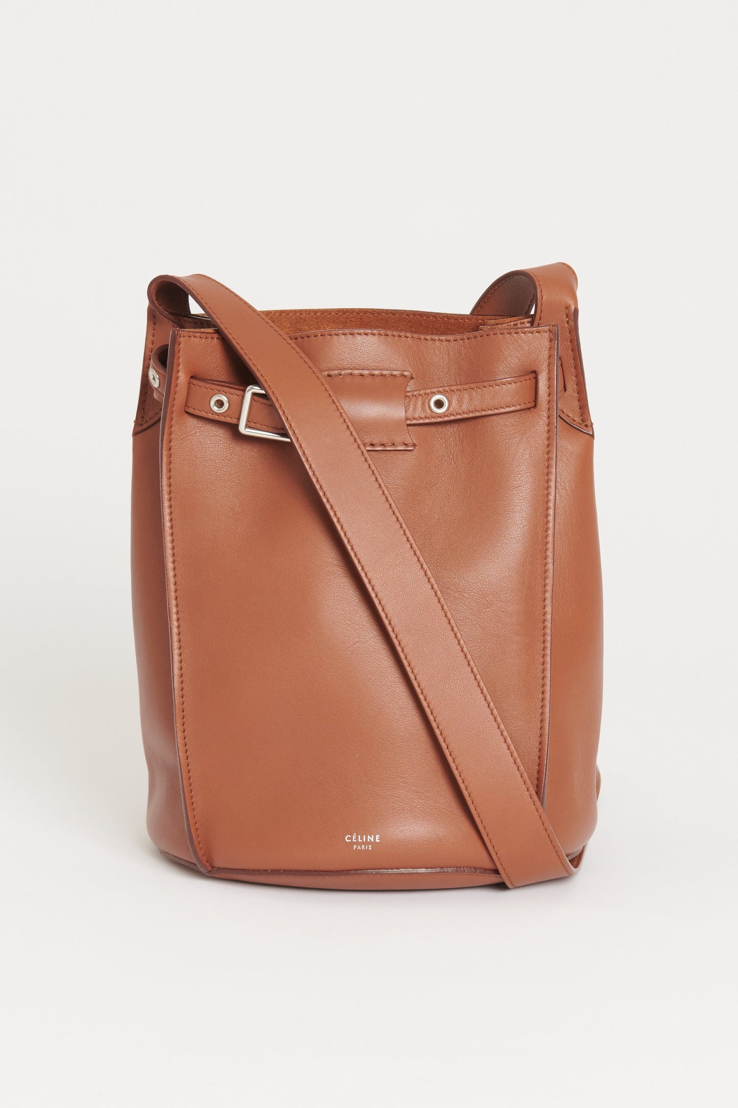 2018 Brown Leather Celine Preowned Big Bucket Bag