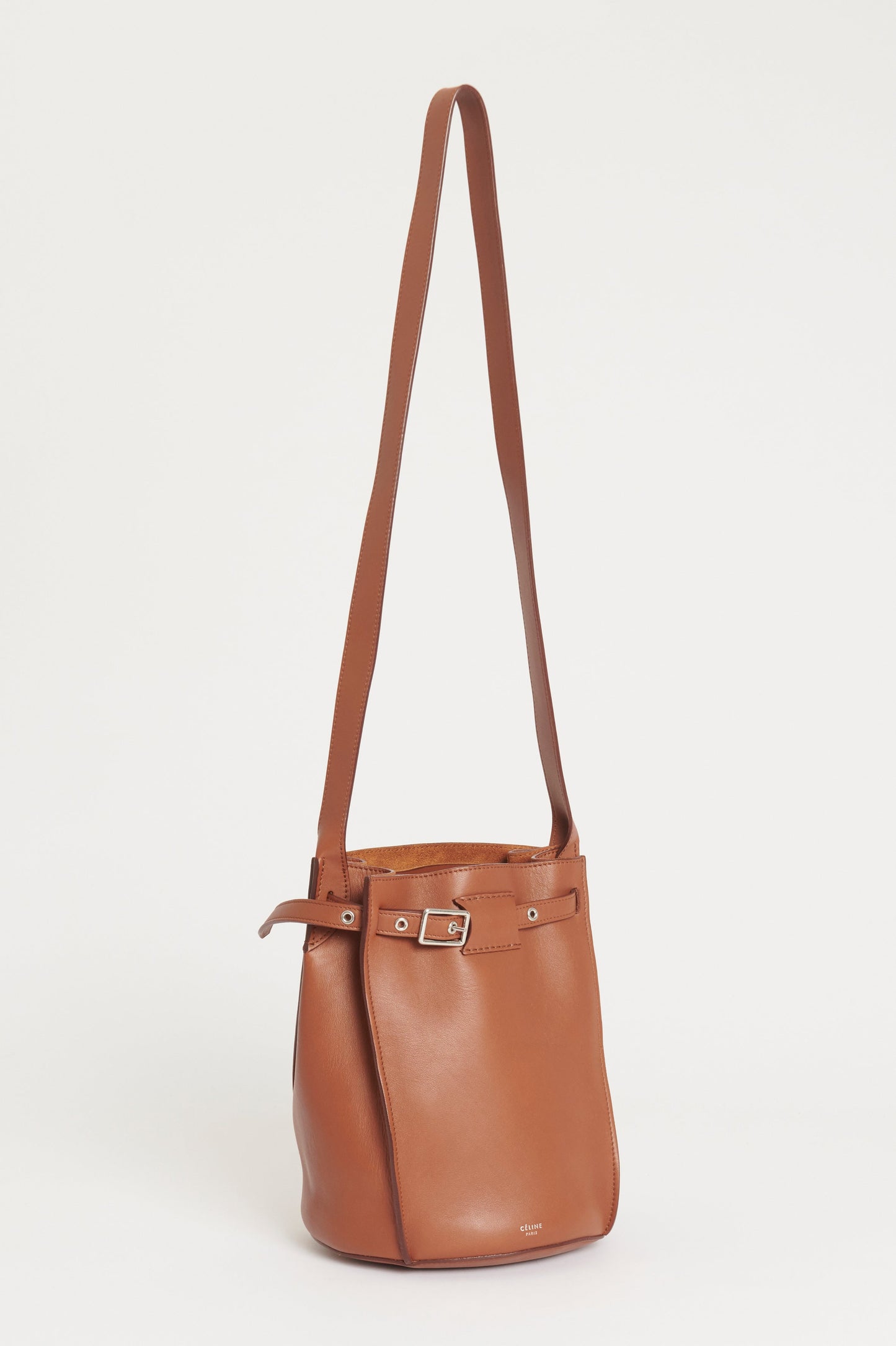 2018 Brown Leather Celine Preowned Big Bucket Bag