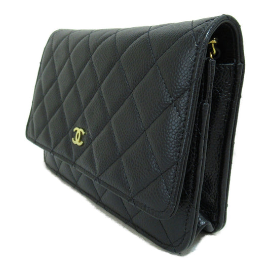 CHANEL Chain wallet Shoulder Bag Black Caviar Skin [Grained Calf]