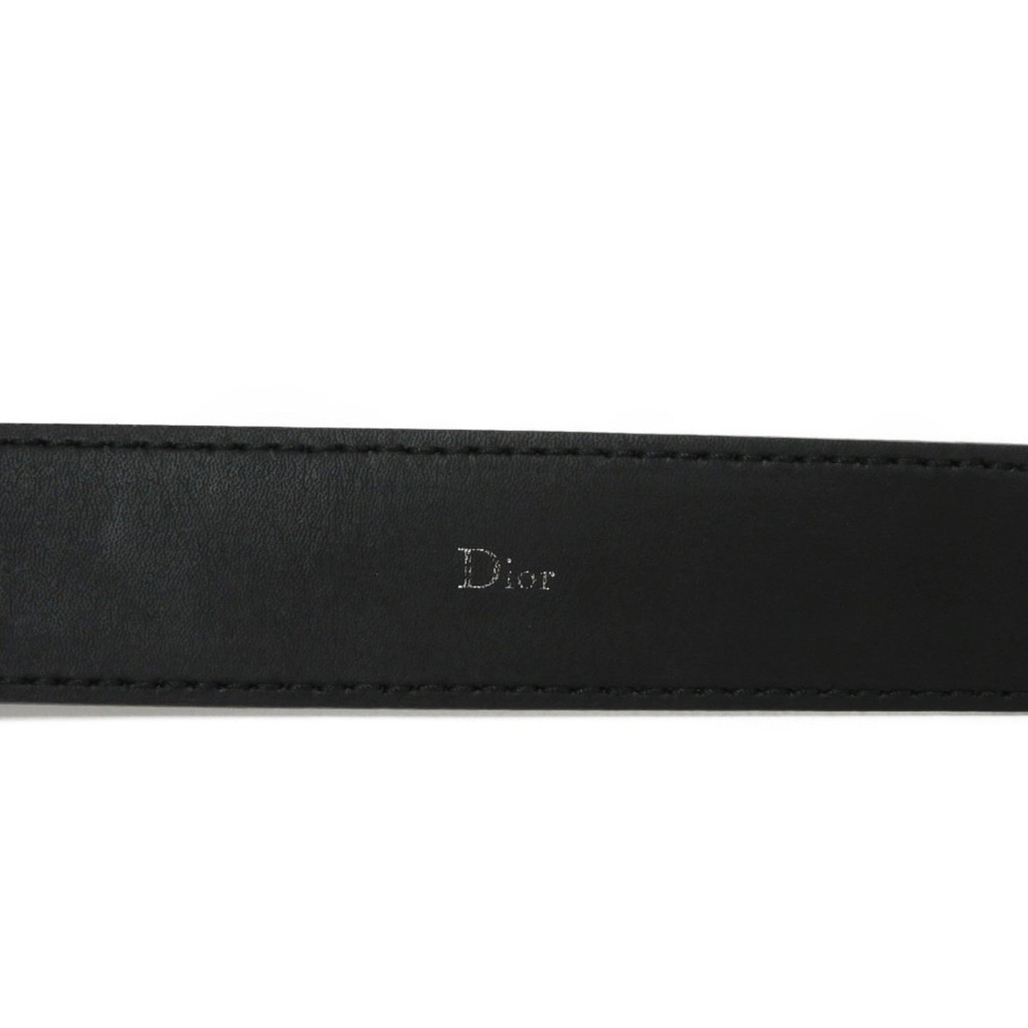 DIOR HOMME Belt DIOR Signature 3mm 90 Grained Calf Black Silver Logo 4173PLTAB_H00N Men's