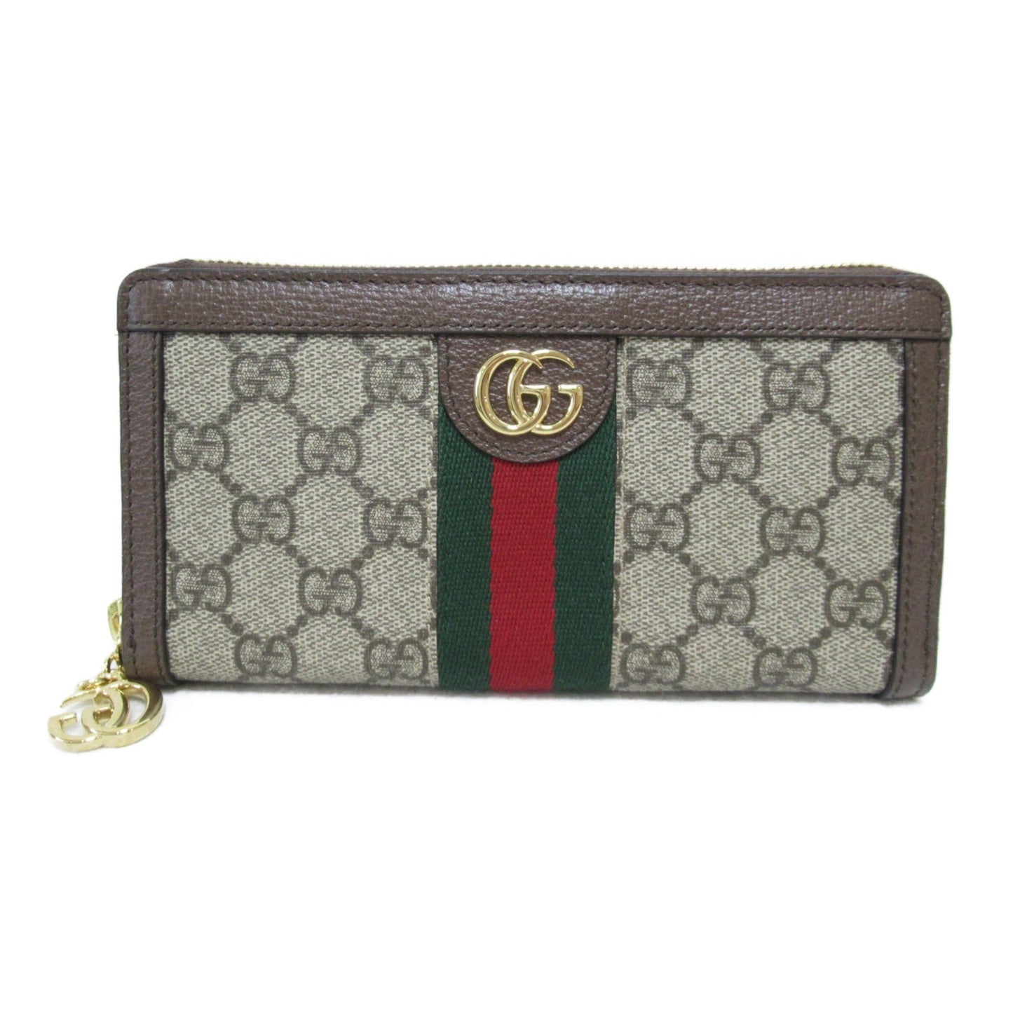 GUCCI GG zip around wallet round long wallet Brown PVC coated canvas leather 523154