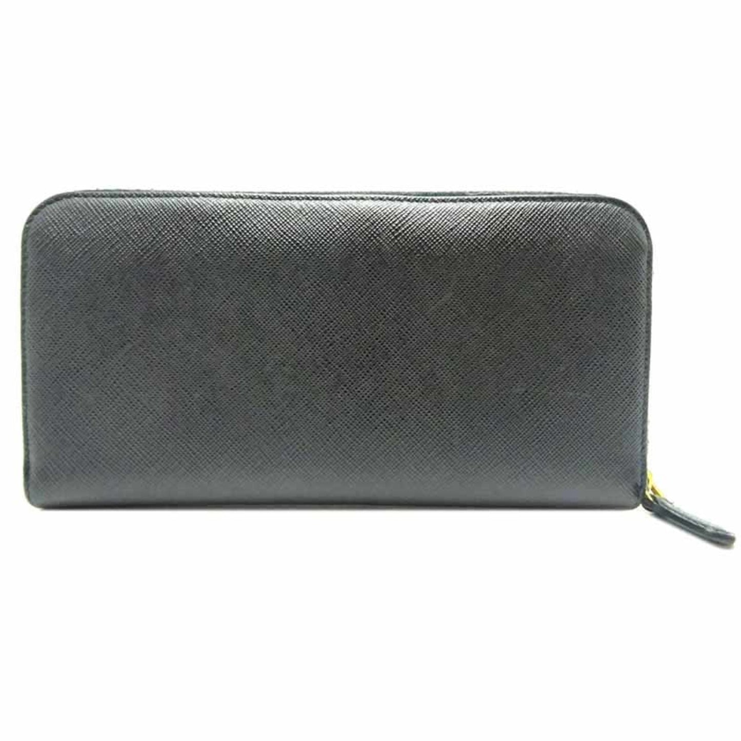 PRADA Ribbon Round Zipper Wallet Ladies' Long 1ML506 Saffiano Leather NERO Nero Black