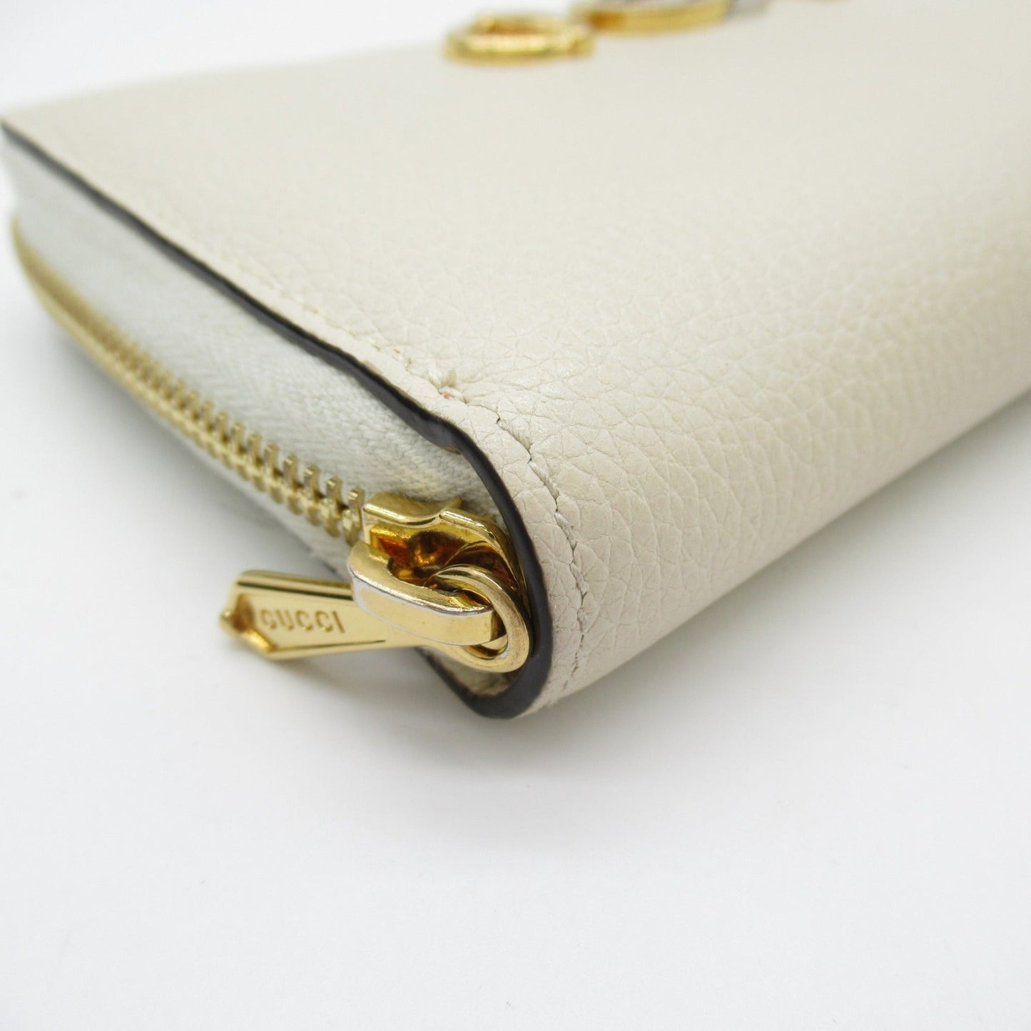 GUCCI Round long wallet Ivory leather 570661