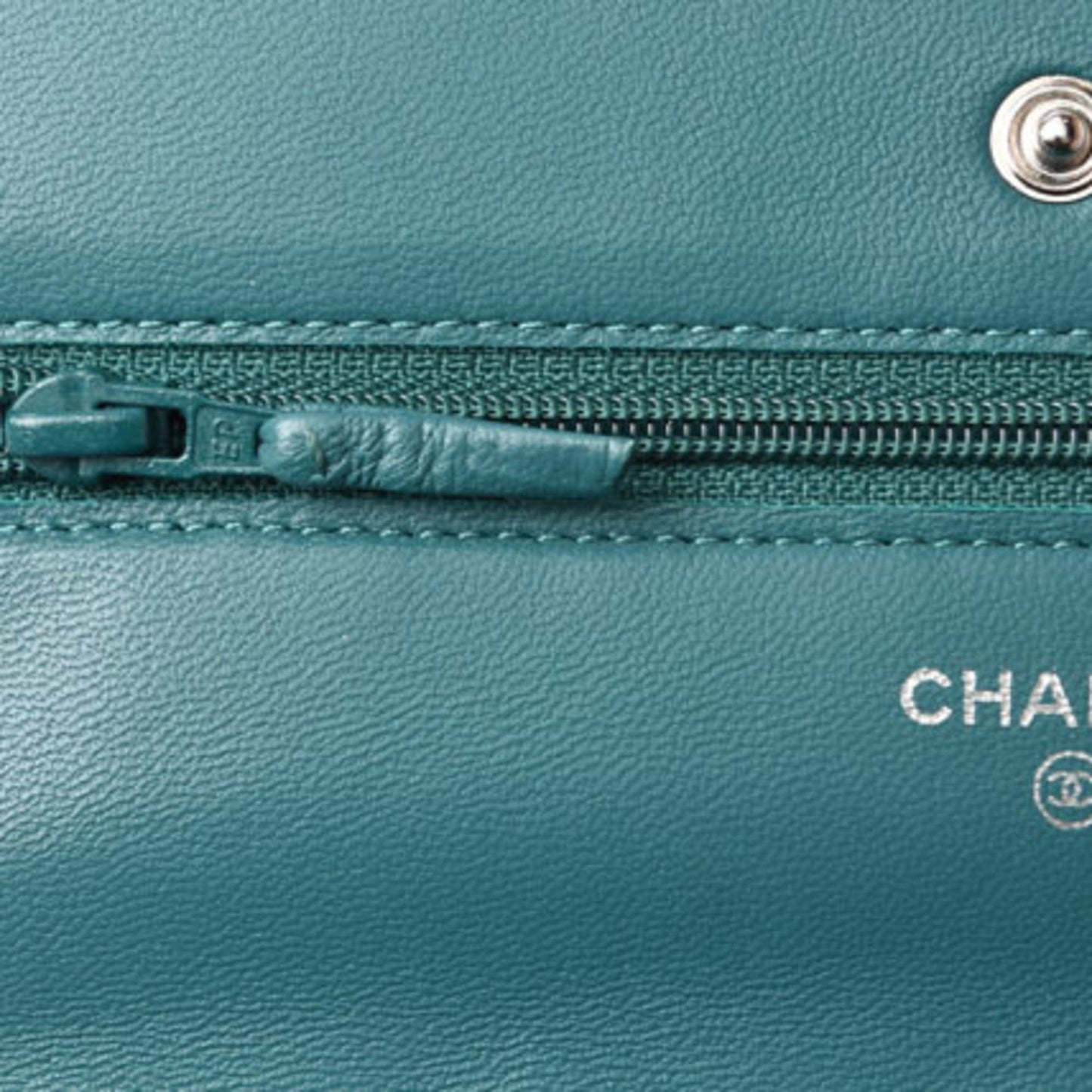 Chanel chain shoulder bag long wallet clutch CHANEL lambskin turquoise