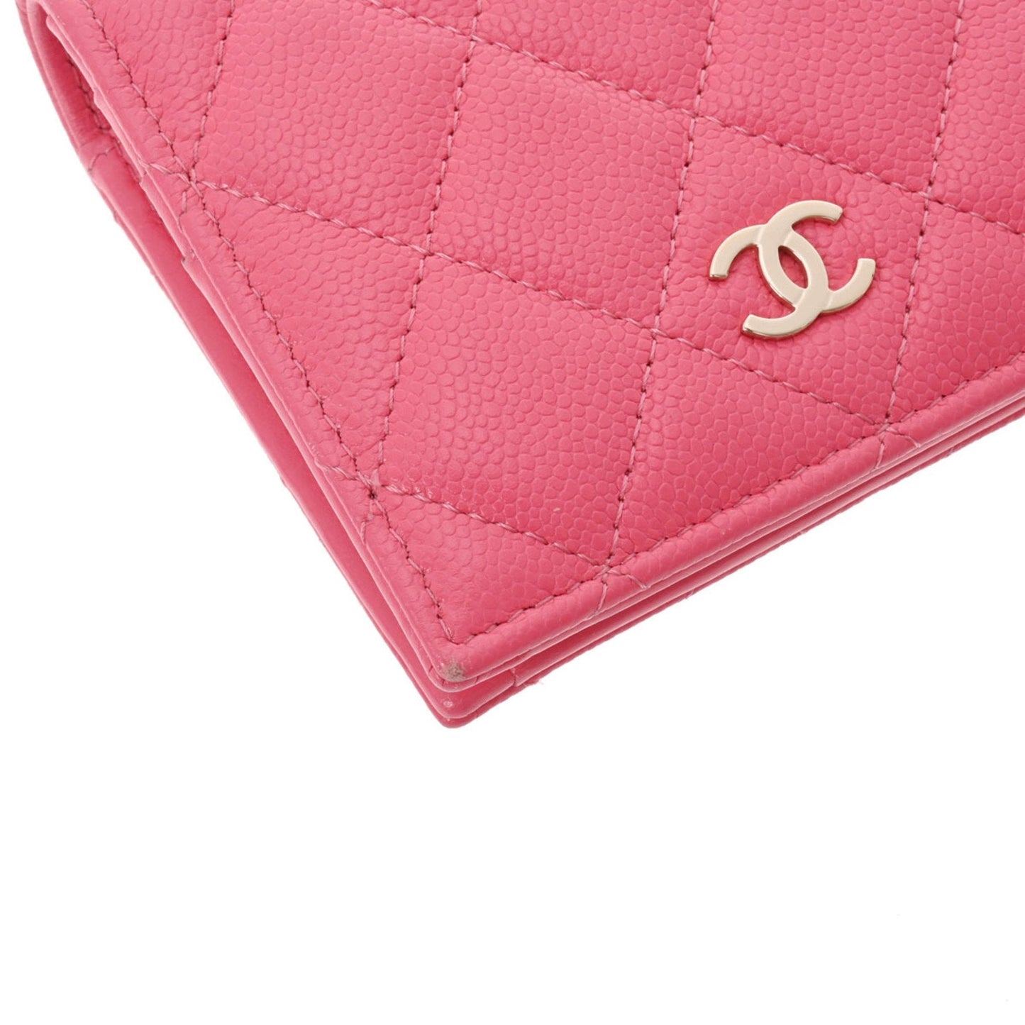 CHANEL matelasse pink ladies caviar skin folio wallet