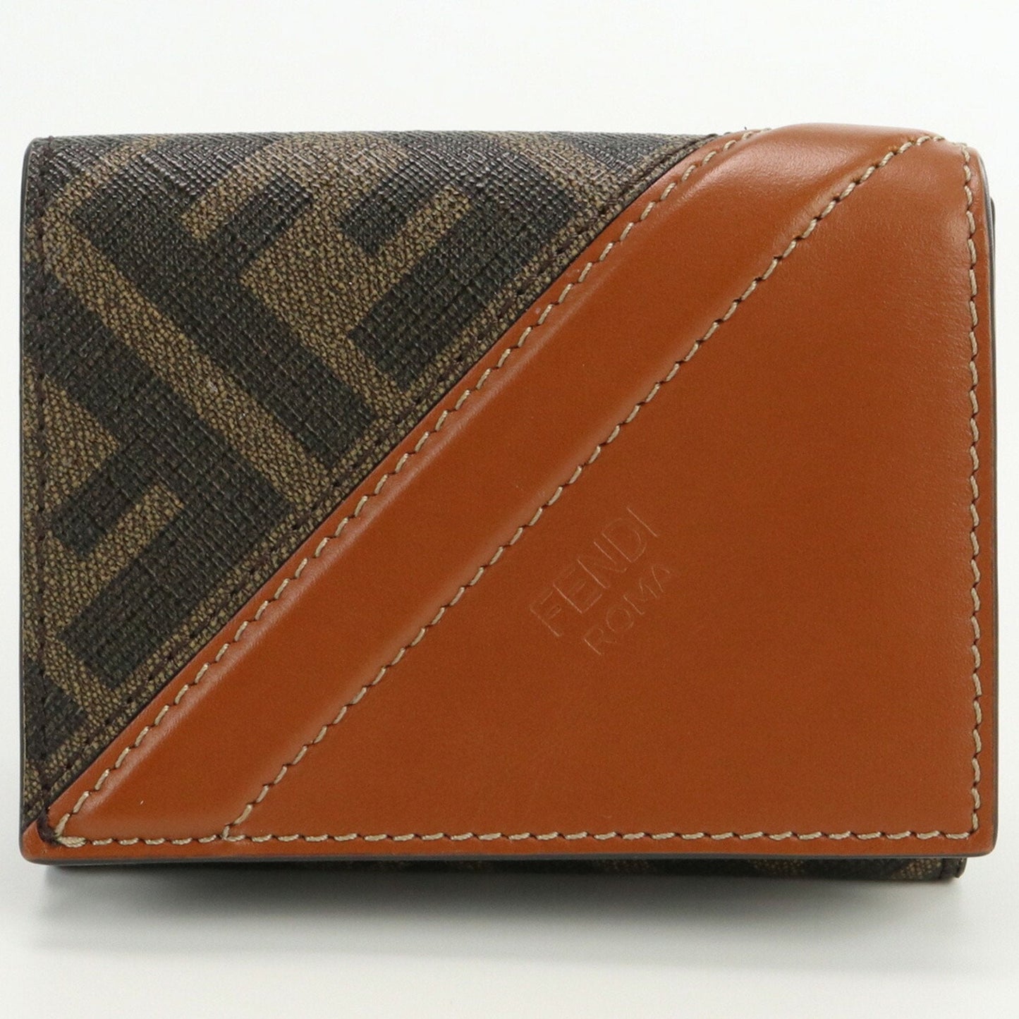 FENDI Diagonal Wallet Zucca 7M0280 AFB4 F1DZA Trifold PVC Unisex