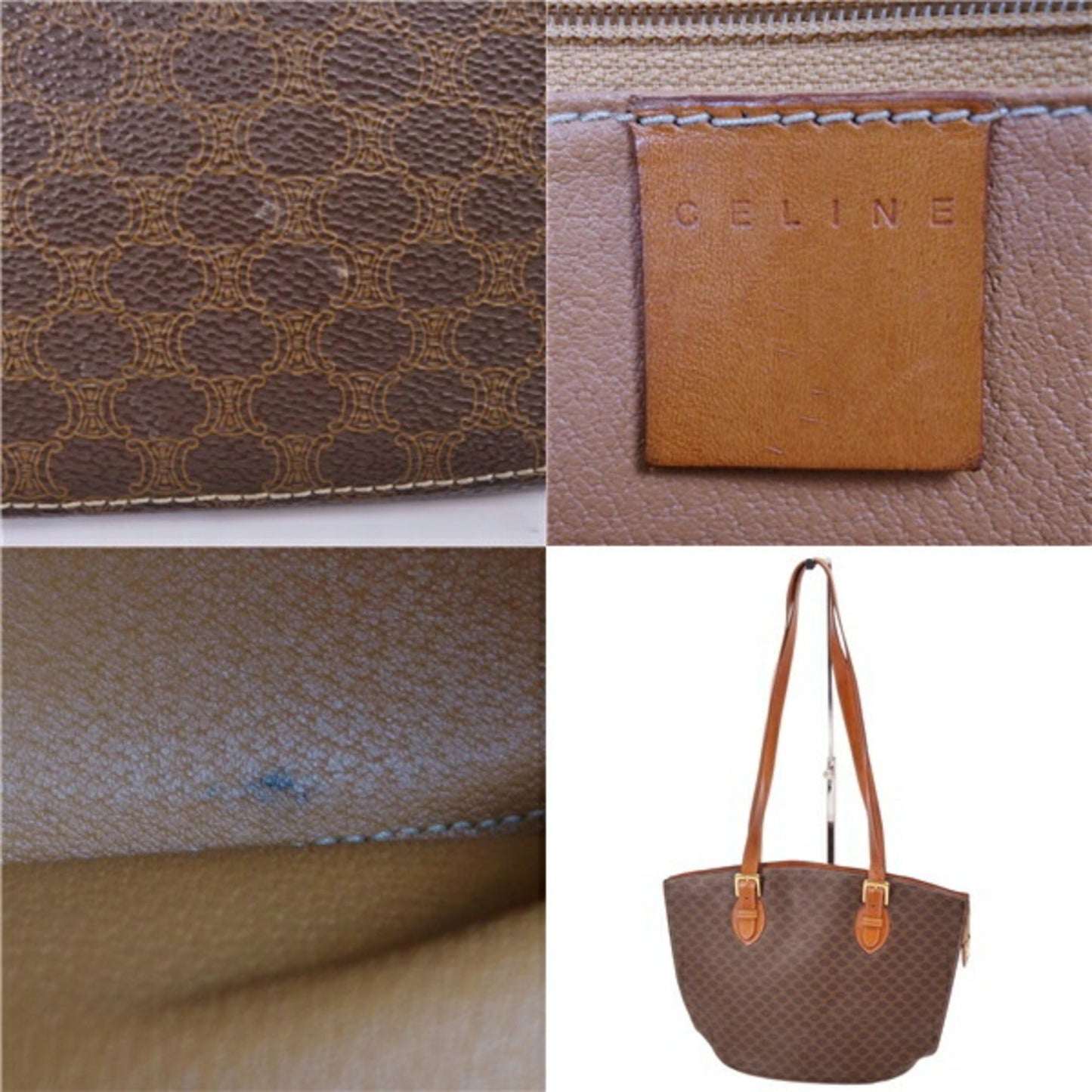 Celine Bag Handbag Tote Triomphe Macadam Women's Brown