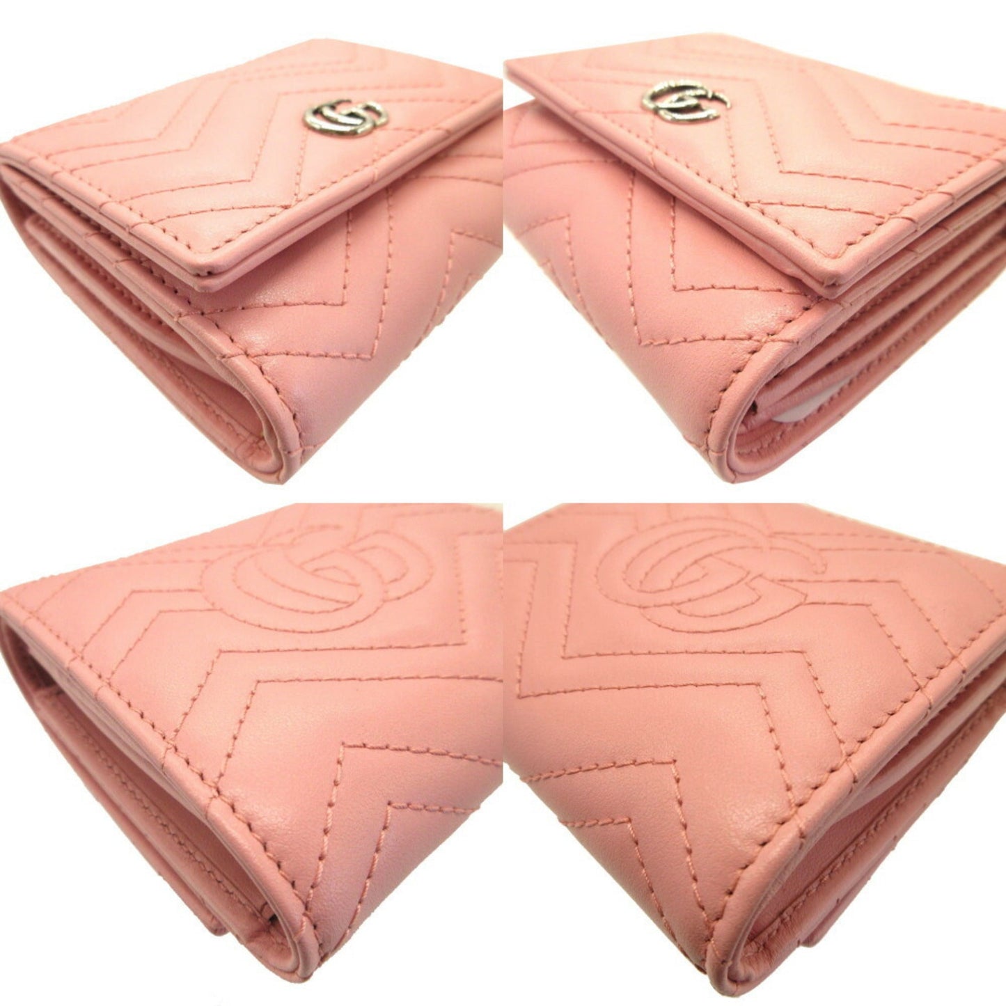 GUCCI GG Marmont 598629 Leather Pink Bifold Wallet