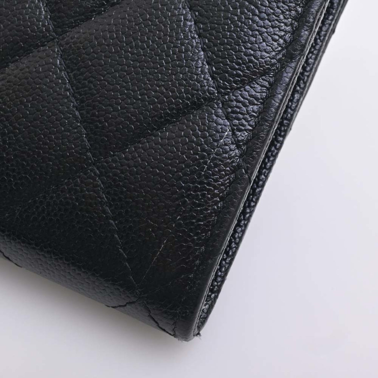 CHANEL Caviar Skin Matelasse Coco Rock Bifold Long Wallet Black Ladies