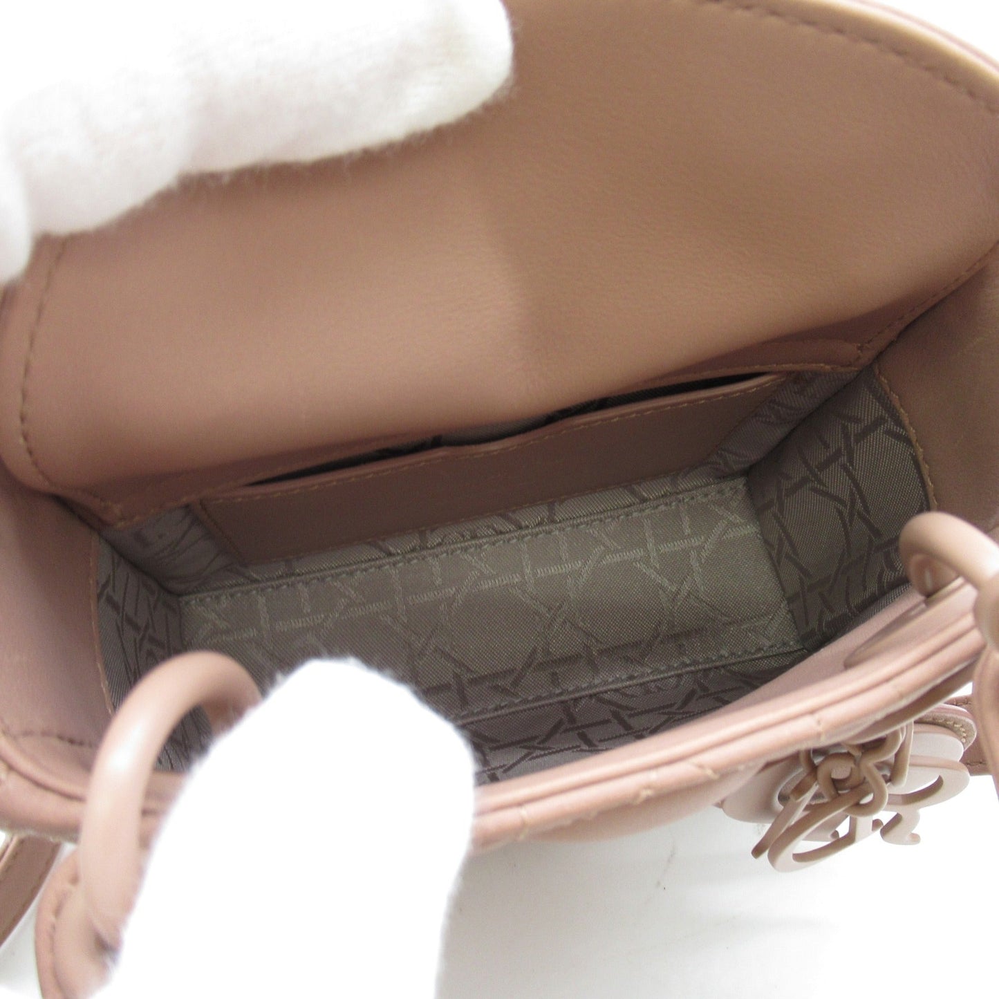 Dior Lady Dior Shoulder Bag Pink Beige Calfskin [cowhide]