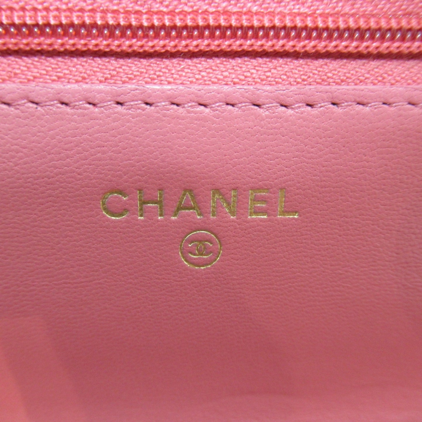 CHANEL Chain wallet Pink Lambskin [sheep leather]