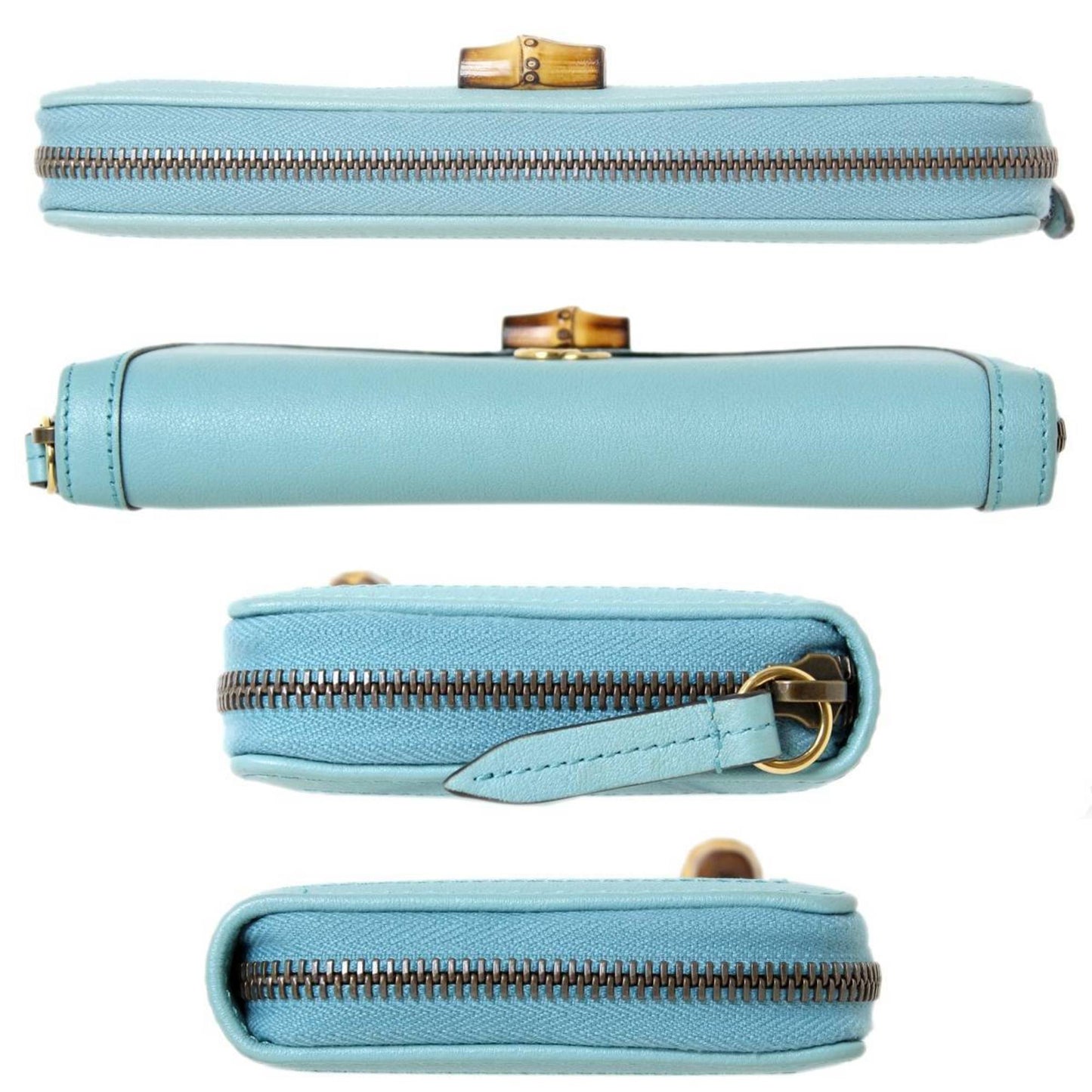 Gucci bamboo long wallet turquoise 658634