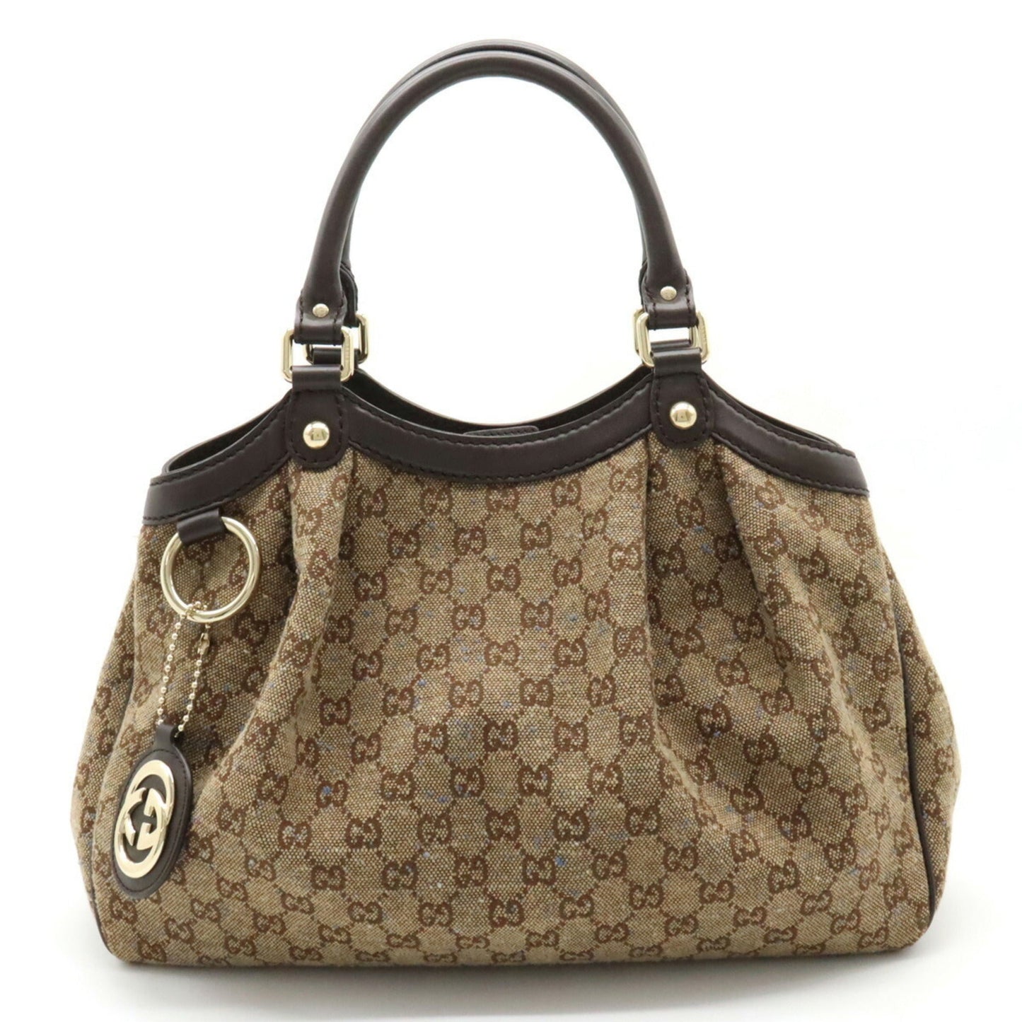 GUCCI Sookie GG pattern handbag tote bag jacquard nep leather beige dark brown blue dot 211944