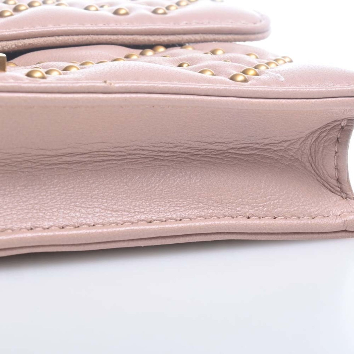 CHRISTIAN DIOR Leather ADDICT Studded Chain Shoulder Wallet Long S2012CNOB Pink Ladies