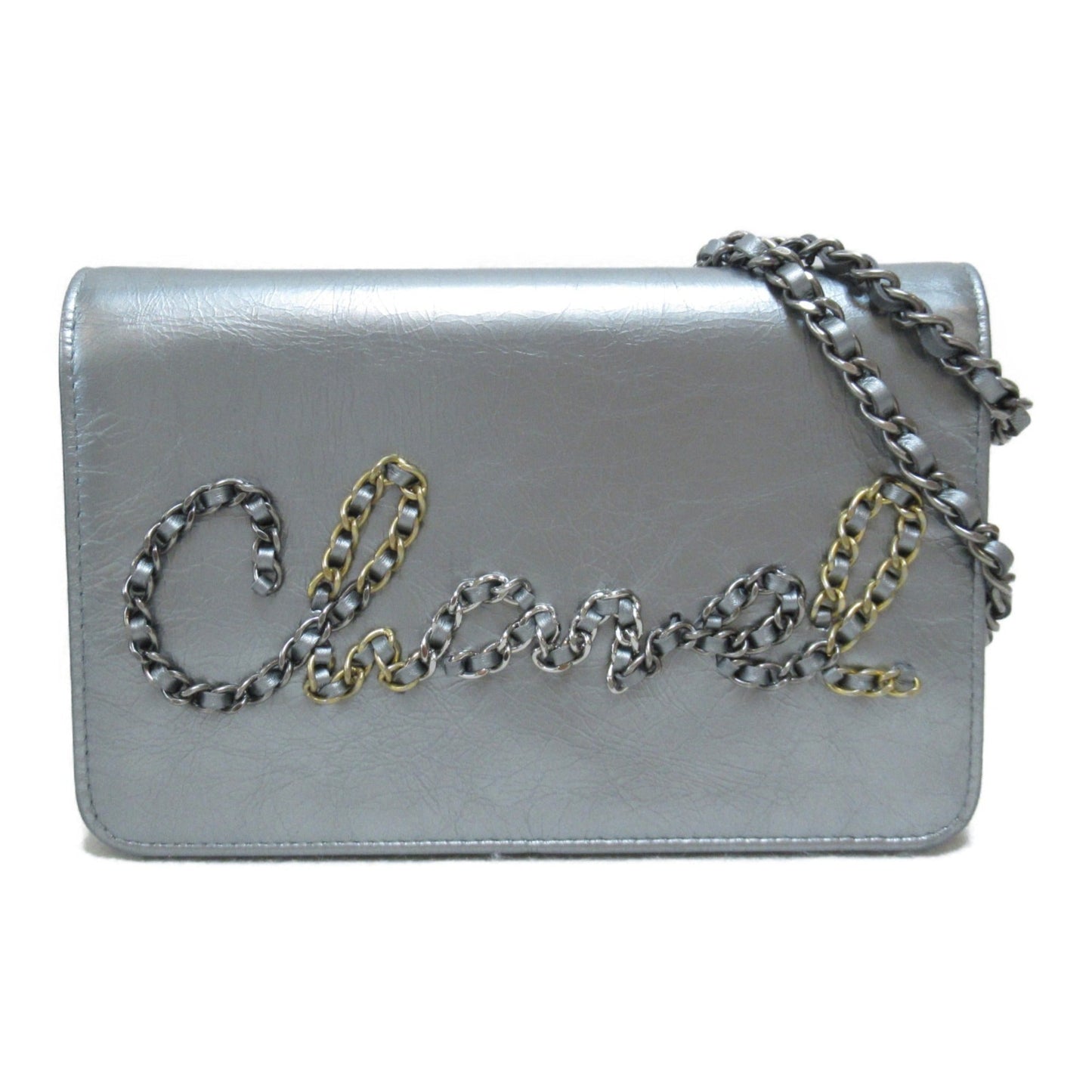 CHANEL Chain wallet Silver Calfskin [cowhide]