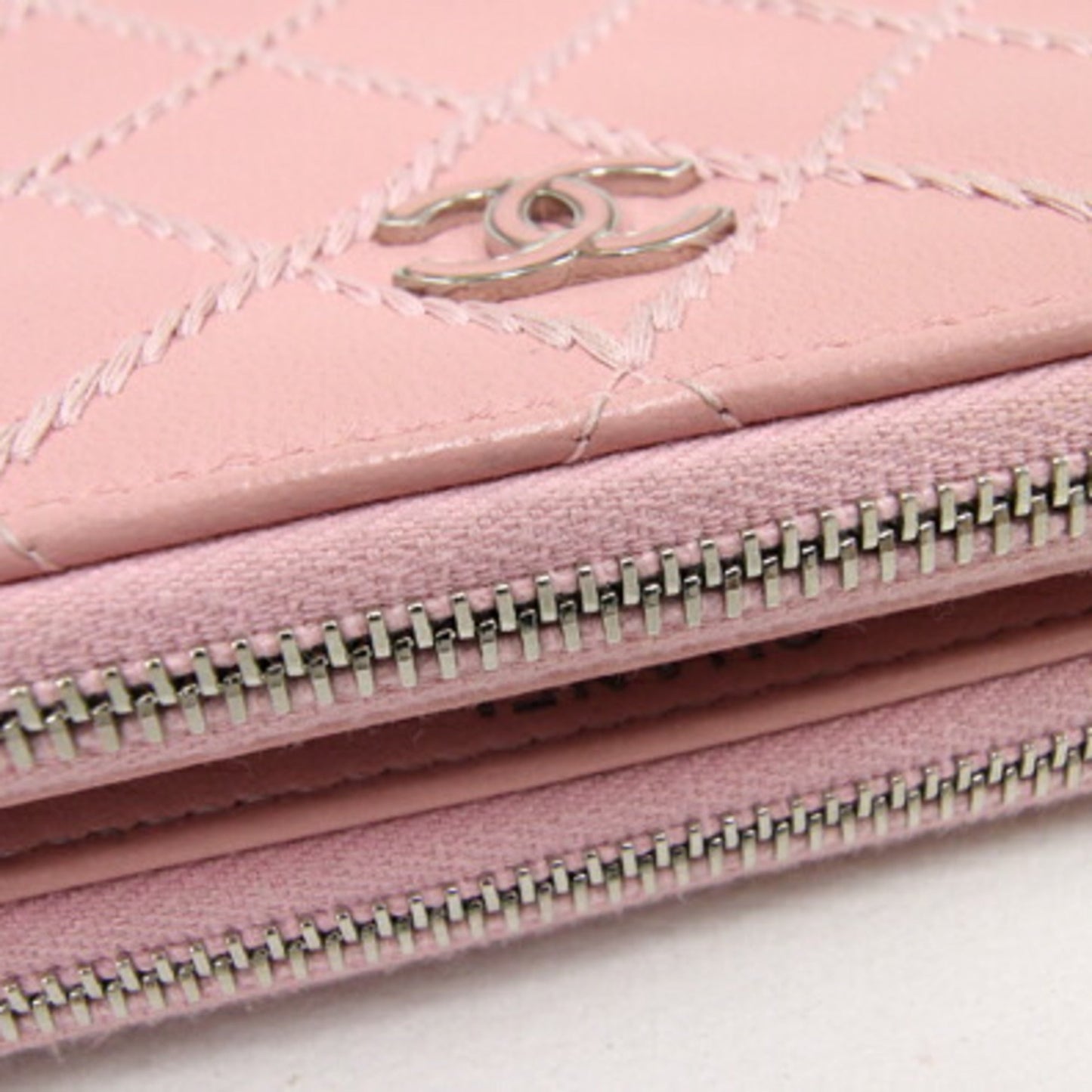 CHANEL Chain Wild Stitch A82527 Pink Leather Shoulder Women's Bag Matelasse Quilting Cocomark Long Wallet