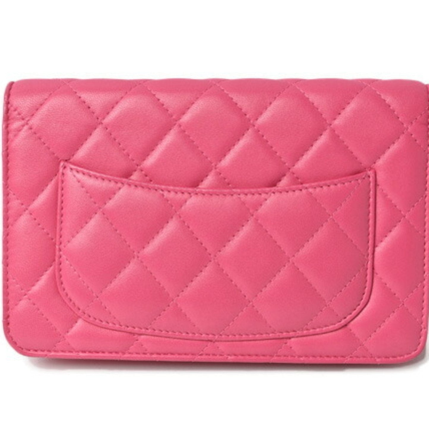 Chanel chain shoulder bag long wallet clutch CHANEL lambskin pink