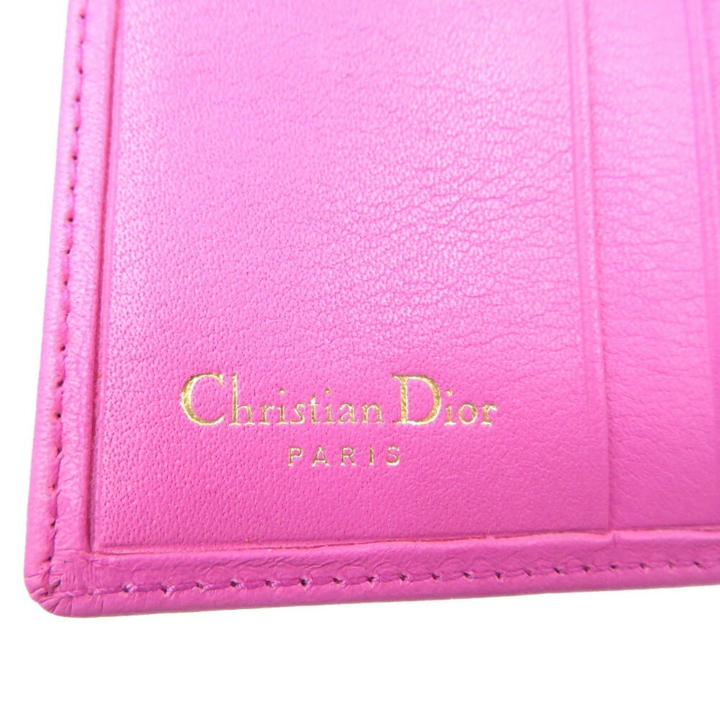 CHRISTIAN DIOR Leather Pink W Wallet