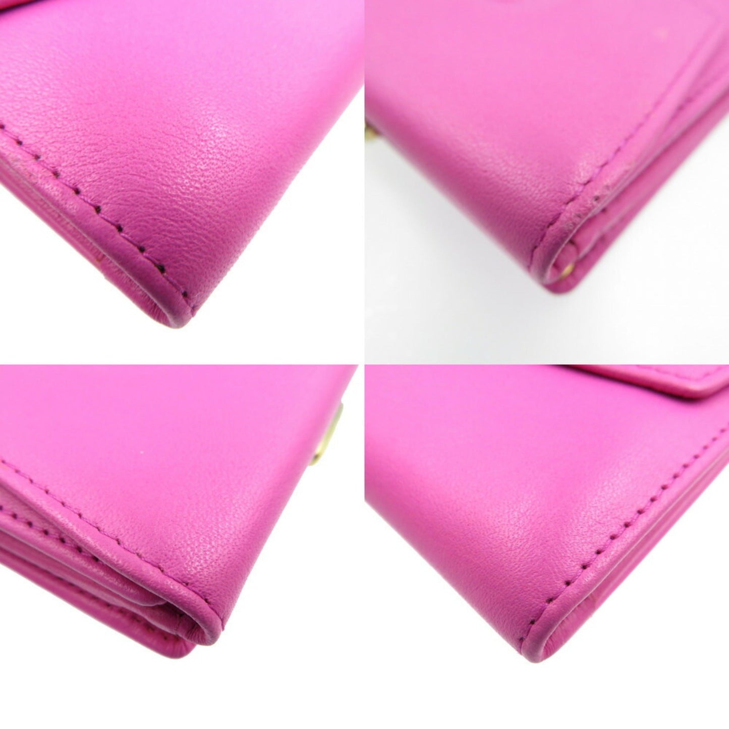 CHRISTIAN DIOR Leather Pink W Wallet