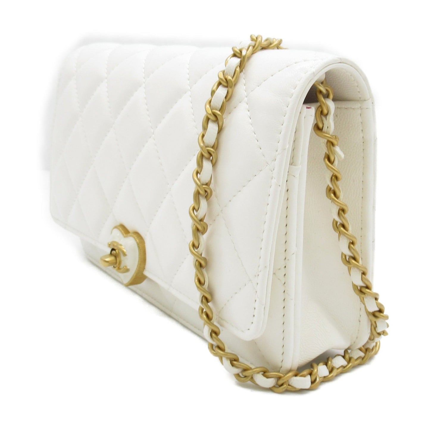 CHANEL Chain wallet White Lambskin [sheep leather] Resin AP3285B10700