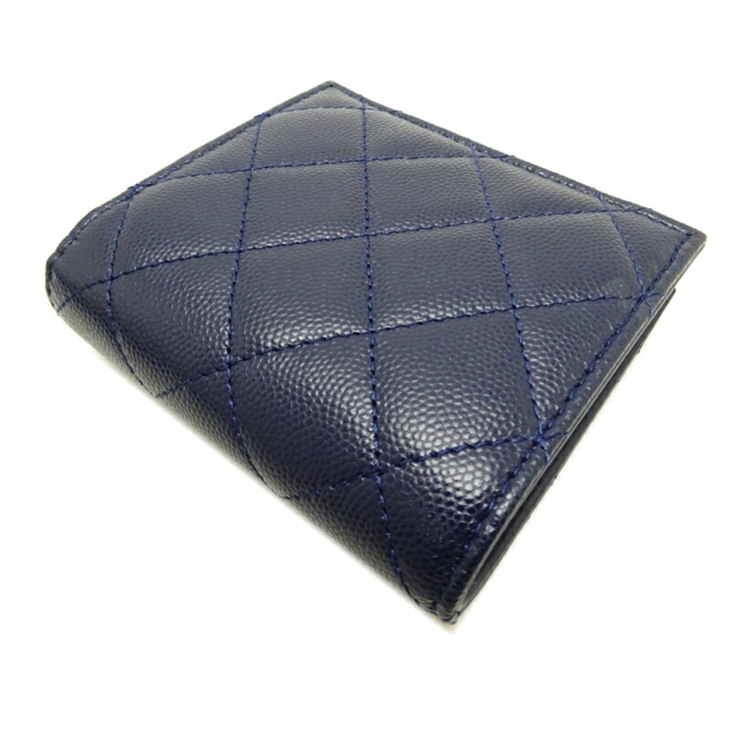 CHANEL Matelasse Small Ladies' Men's Long Wallet AP3341 Caviar Skin Navy