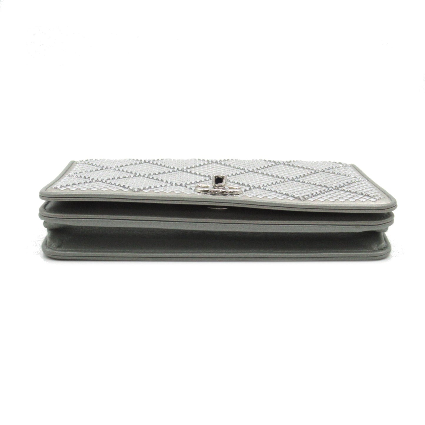 CHANEL Matelasse Chain wallet Silver Lambskin [sheep leather] Strath AP2853