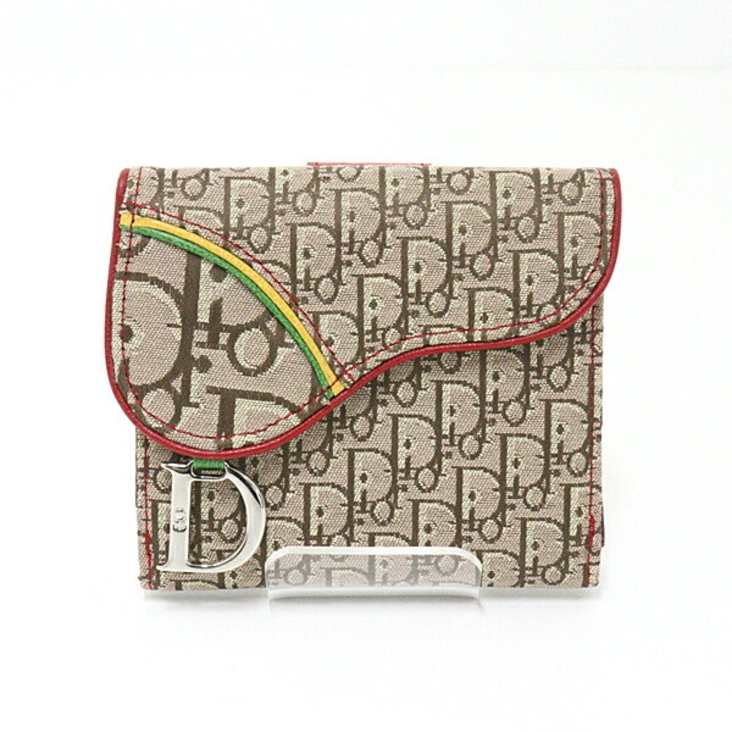 Christian Dior DIOR Dior Rasta Trotter W Folio Wallet Jacquard/Leather Beige/Red/Green/Yellow JDR43025 Jamaica Reggae D Motif RAST