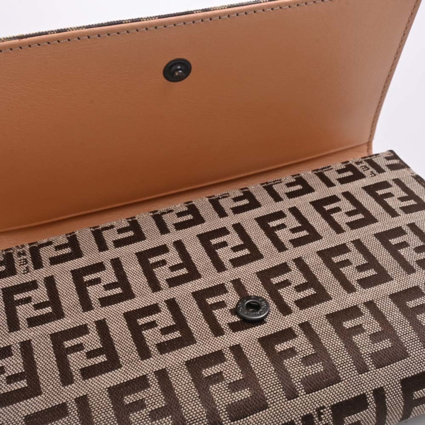 FENDI Canvas Zucchino Trifold Wallet 8M0011 Beige Ladies