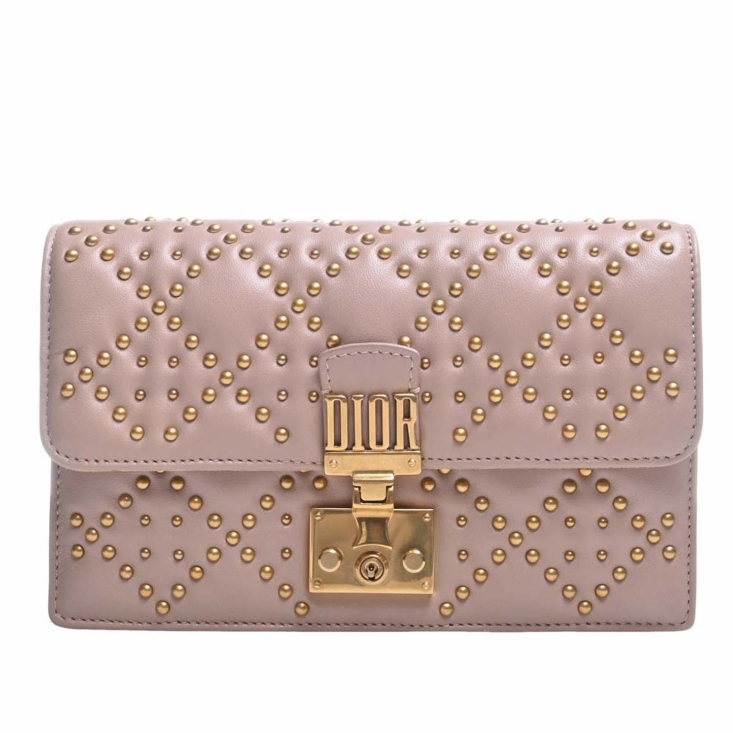 CHRISTIAN DIOR Leather ADDICT Studded Chain Shoulder Wallet Long S2012CNOB Pink Ladies