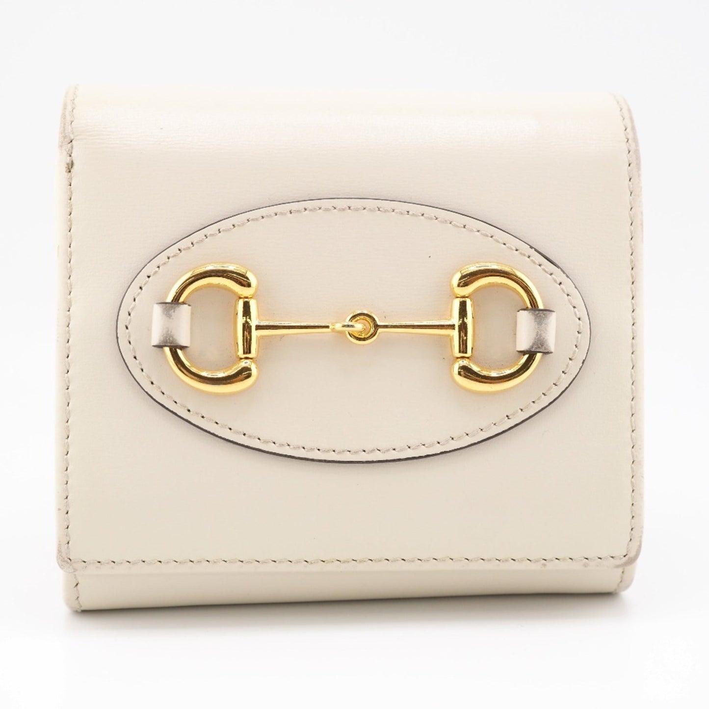 GUCCI 621891 Horsebit Bifold Wallet White Ladies