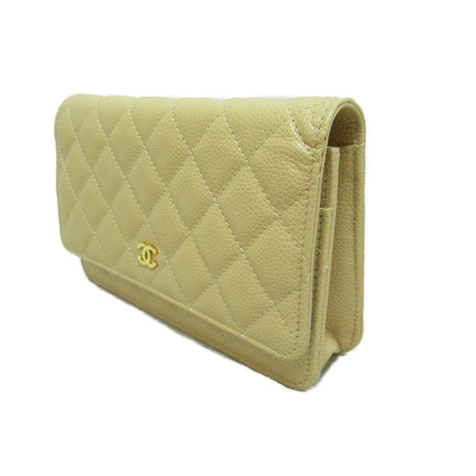 CHANEL Chain wallet Shoulder Bag Beige Caviar Skin [Grained Calf] AP0250