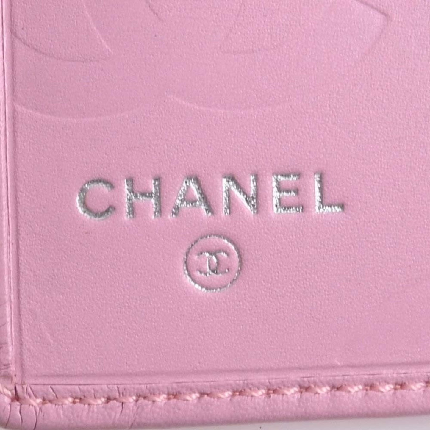 CHANEL Leather Cambon Here Mark Bifold Long Wallet A26717 Pink Ladies