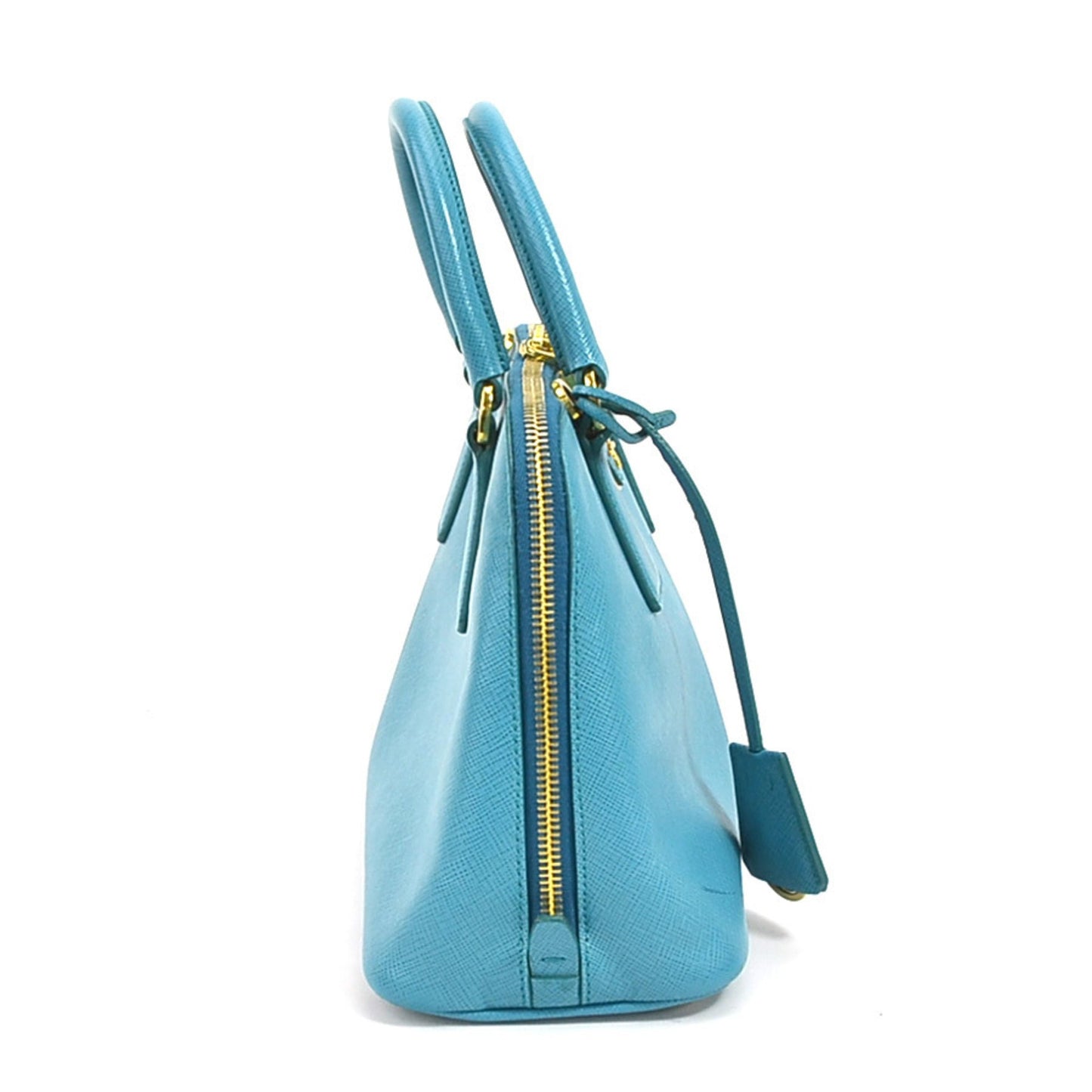 PRADA handbag leather blue gold ladies