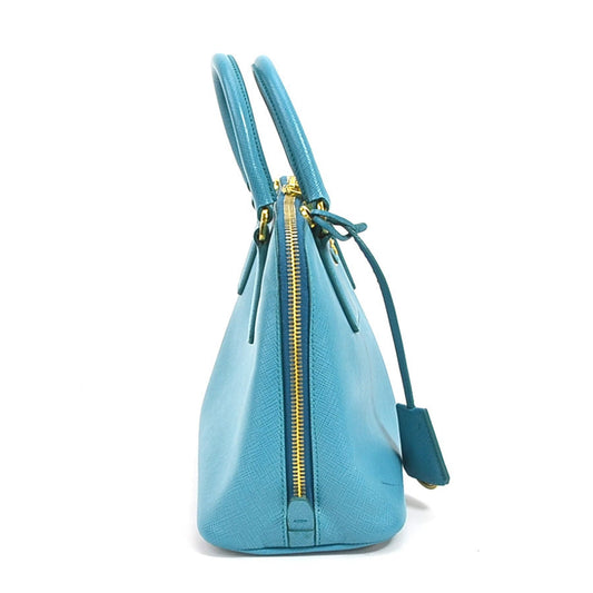 PRADA handbag leather blue gold ladies