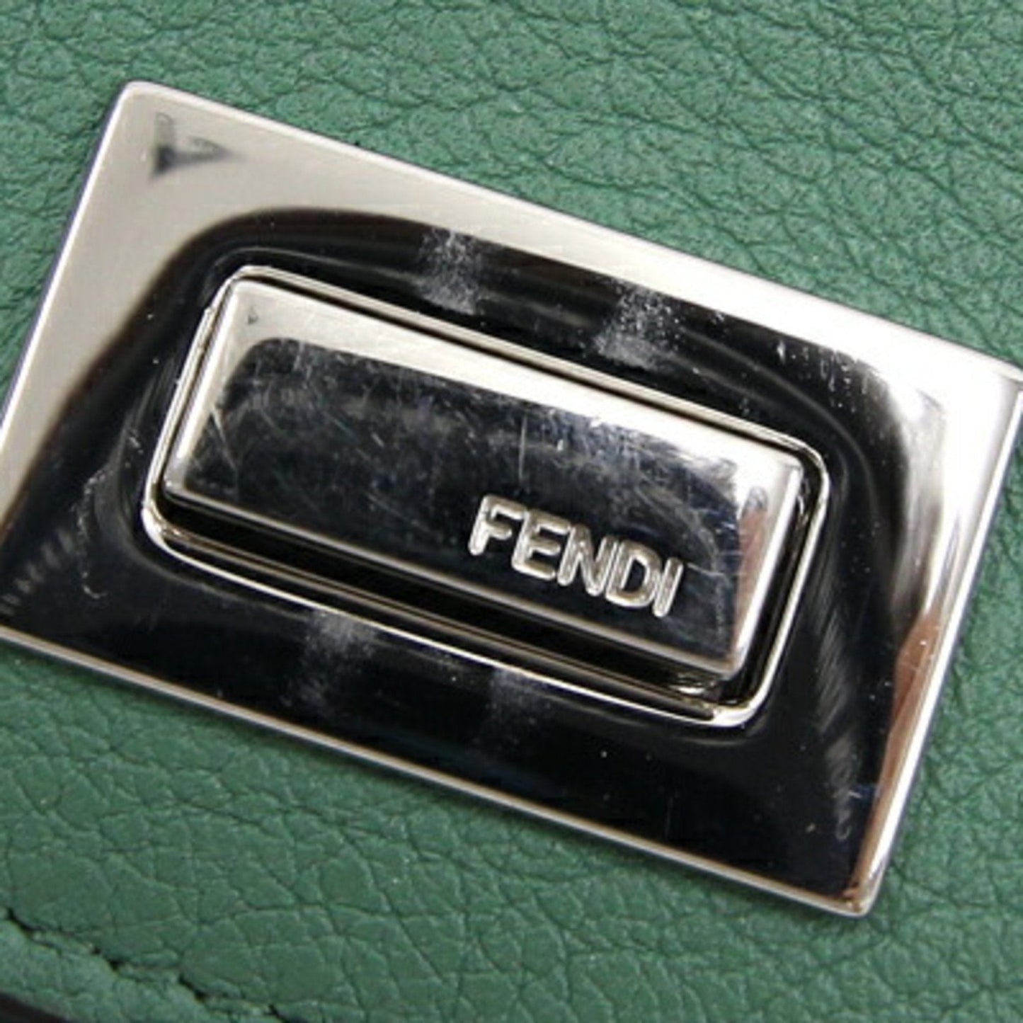 FENDI Trifold Wallet Peekaboo 8M0426 Green Leather Women's