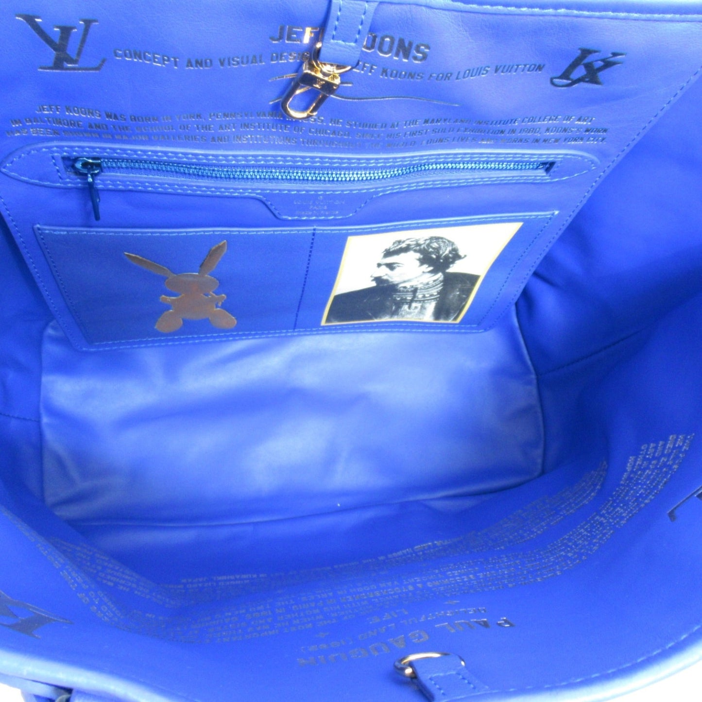 LOUIS VUITTON Gauguin Neverfull MM Tote Bag Blue Mulch color PVC coated canvas