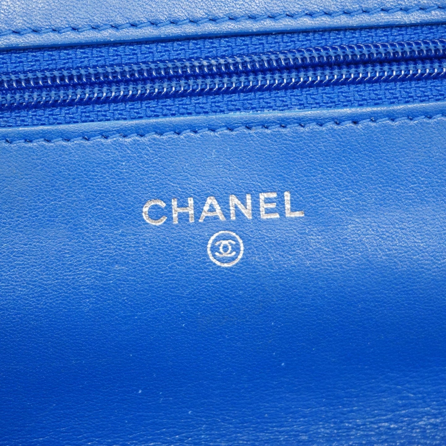 CHANEL  Matelasse Chain Shoulder Silver Metal Fittings Women's Wallet Blue